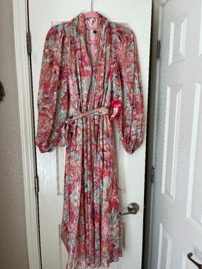 Alex Marie Hayden V-Neck Long Blouson Sleeve Tie Waist Floral Print size 14 NWT